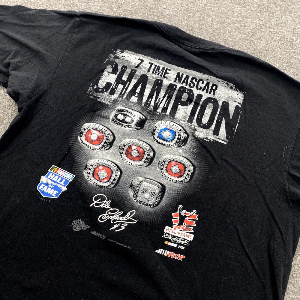 Dale Earnhardt Nascar Champion Rings Shirt Mens XL‎ Black SS Double Sided Y2K